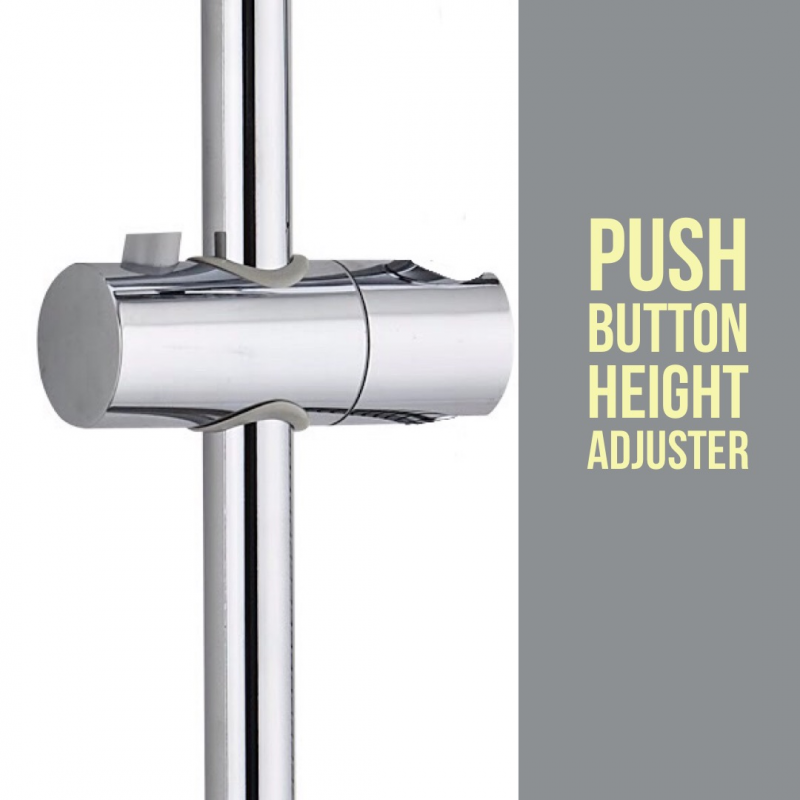 Keenware Chrome Shower Riser Rail With Push Button Adjustable Bracket